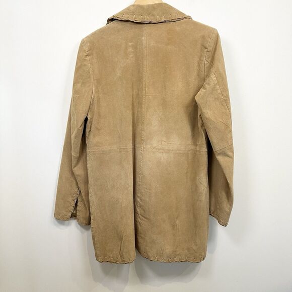 Denim & Co Leather Jacket Women's Small Tan Suede Hippie Festival Western Fringe - Picture 5 of 14